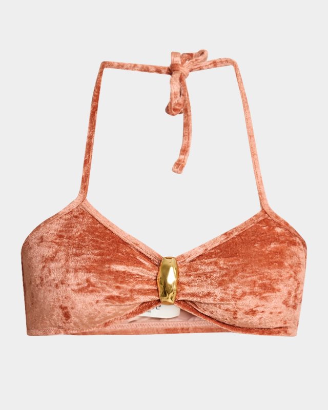Chloe Crushed Velvet Halter Bikini Top